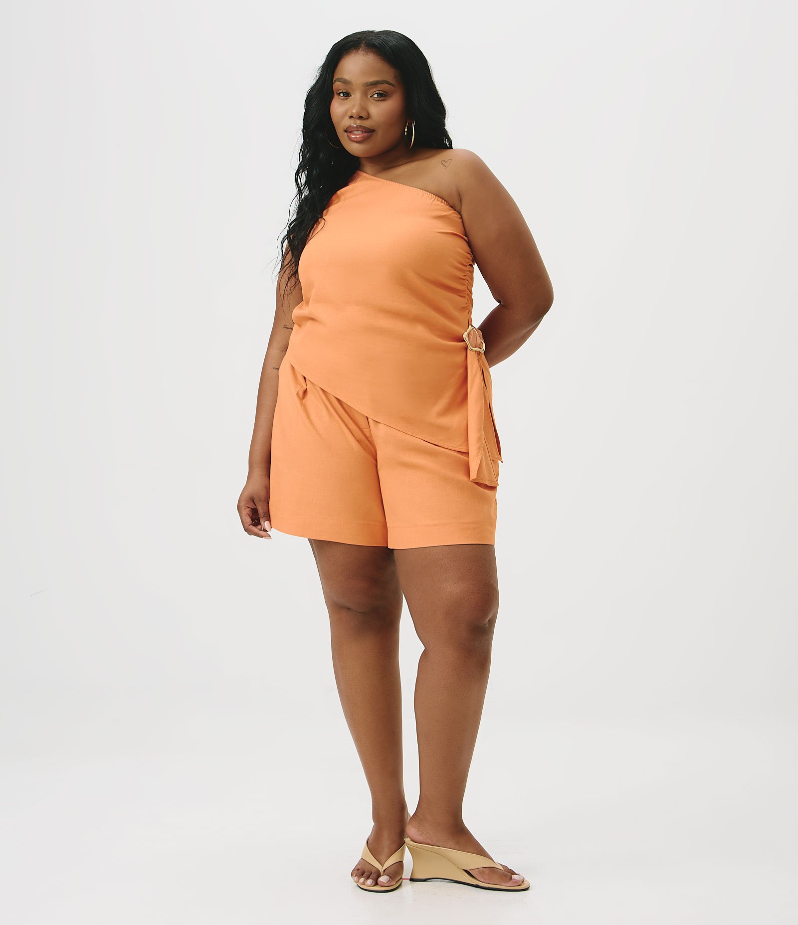 Blusa Um Ombro Só Curve & Plus Size Laranja 2
