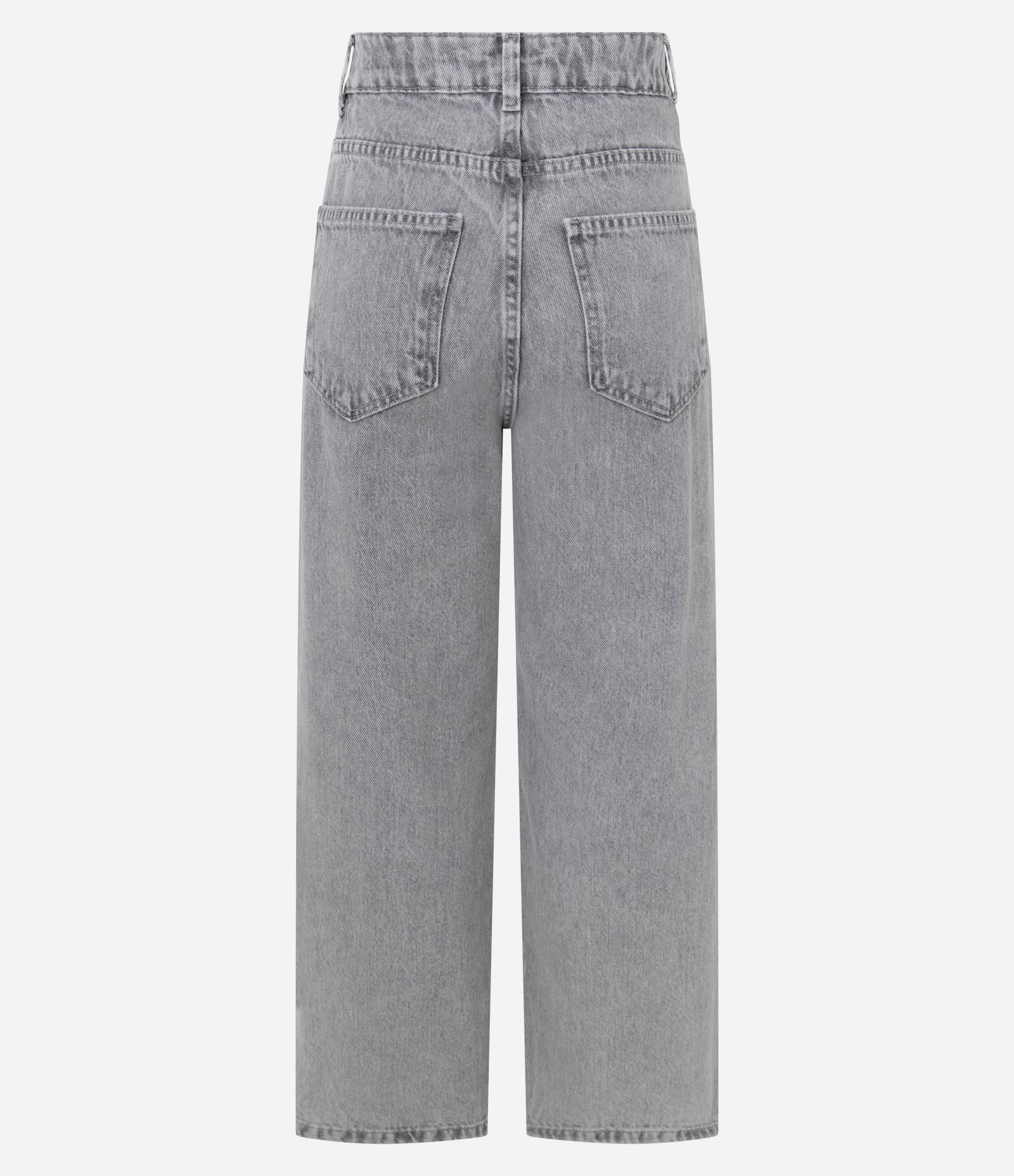 Calça Jeans Reta Cropped com Lenço Poá e Cintura Alta Cinza 3