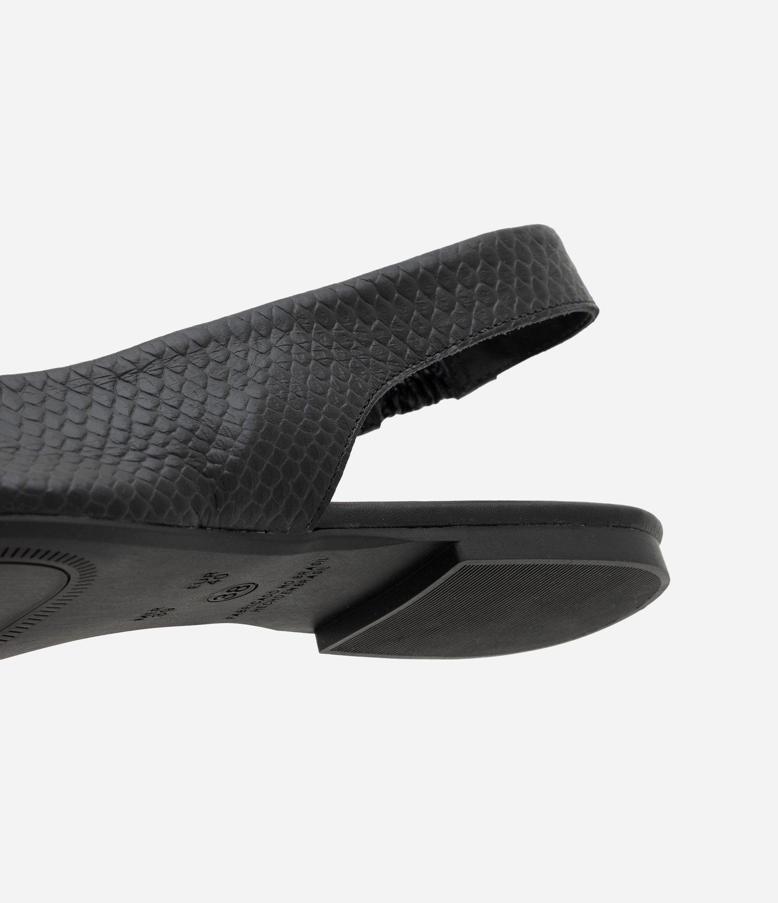 Sapatilha Slingback em Couro com Textura Snake Preto 4