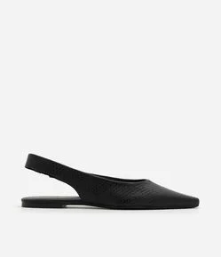 Sapatilha Slingback em Couro com Textura Snake