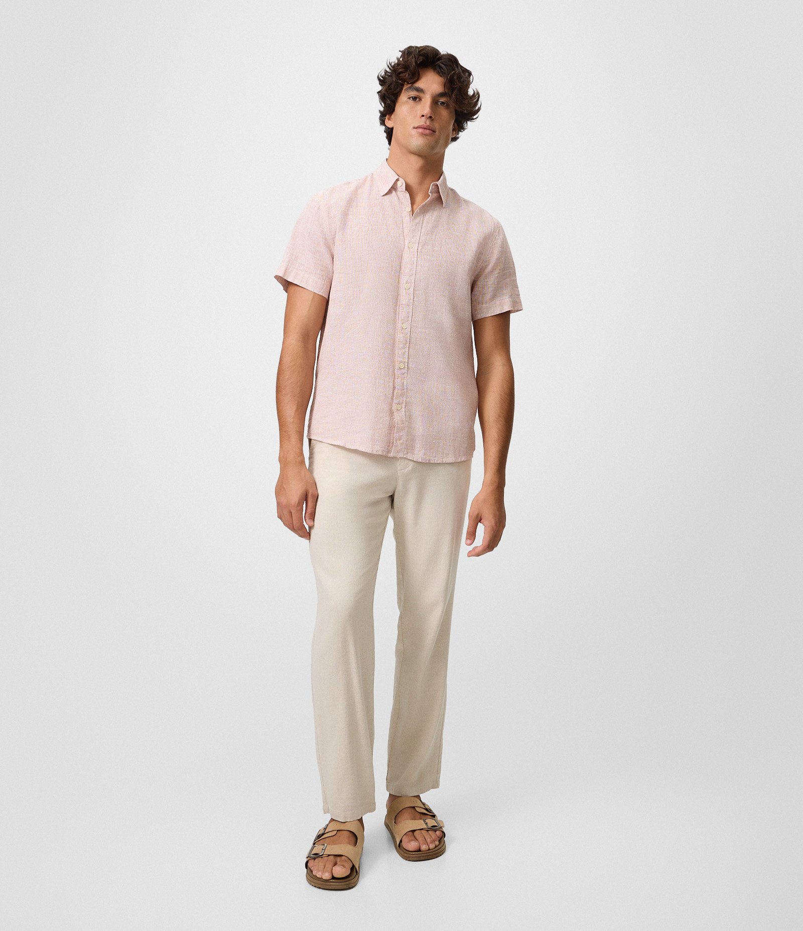 Camisa em Crepe Manga Curta Rosa Claro 2
