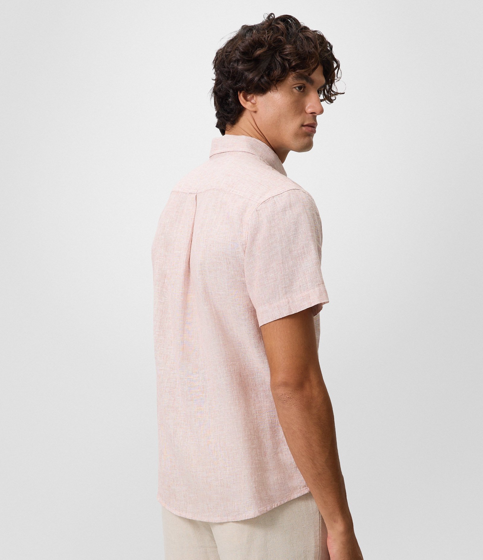 Camisa em Crepe Manga Curta Rosa Claro 3