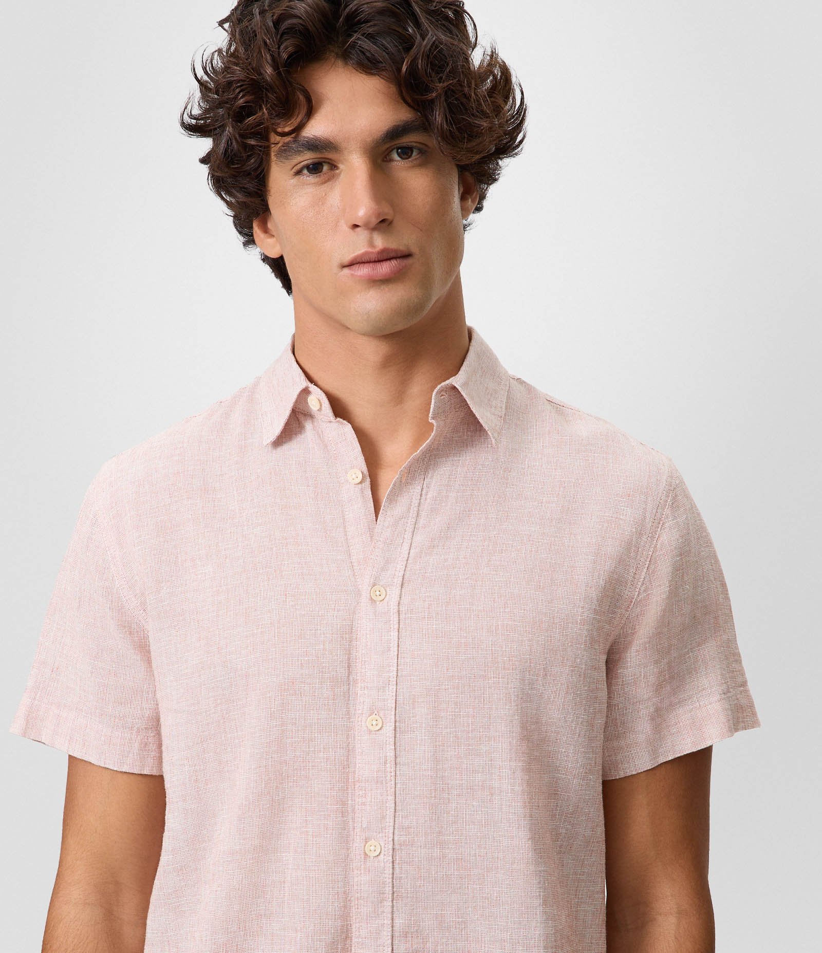 Camisa em Crepe Manga Curta Rosa Claro 4