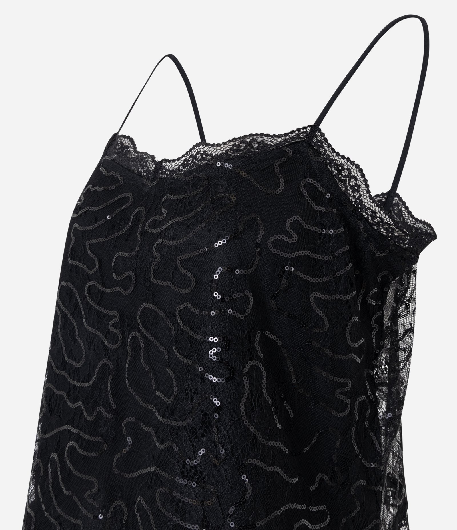 Blusa de Alcinha em Renda com Paetês Preto 6