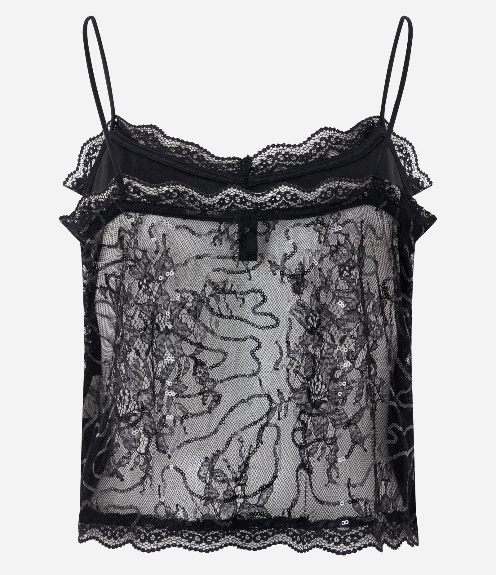 Blusa de Alcinha em Renda com Paetês Preto 7