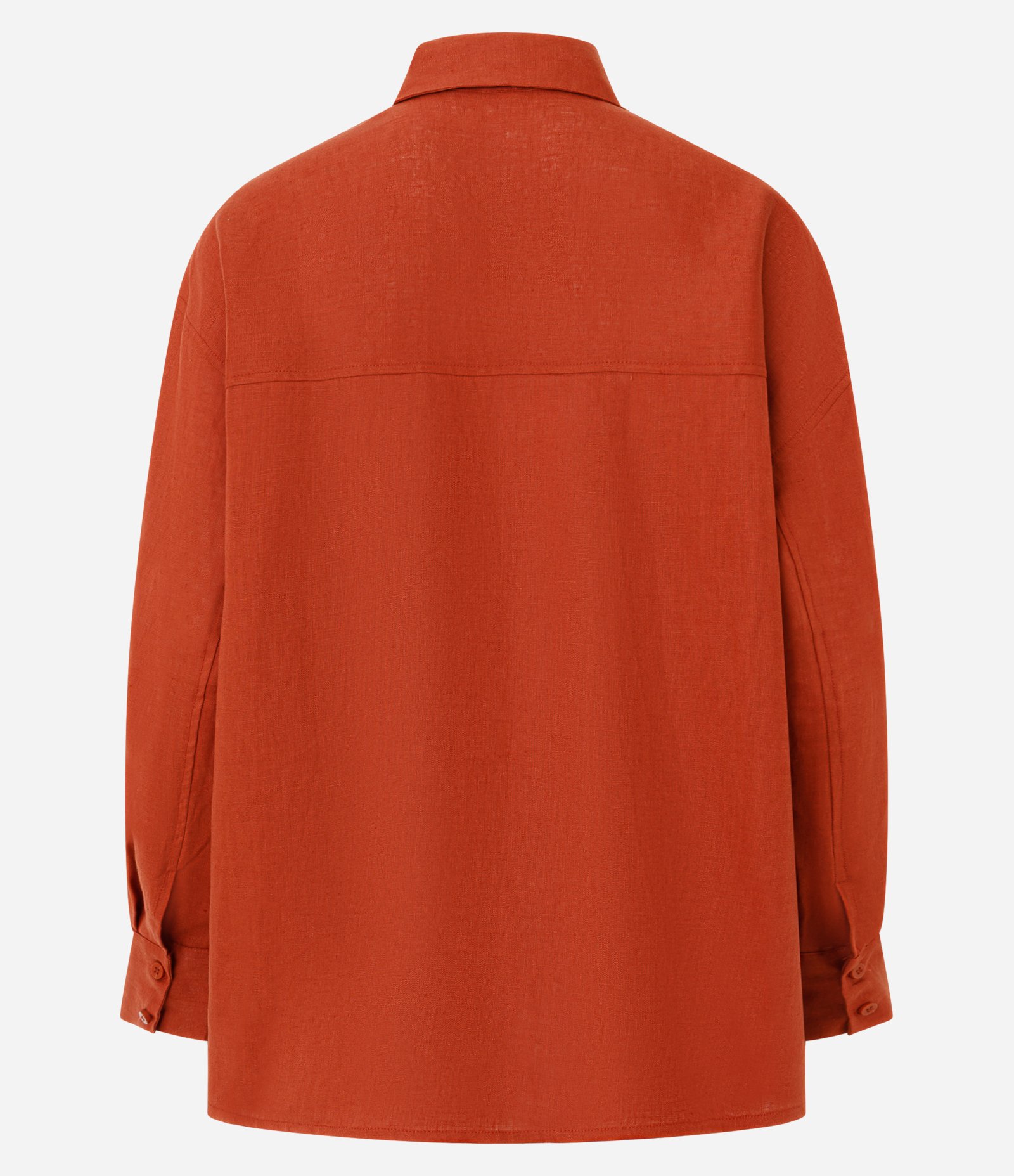 Camisa Oversized em Linho com Bolso no Peito Terracota 7