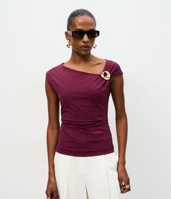 Blusa em Poliamida com Aviamento no Ombro