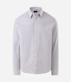 Camisa Regular Oxford em Algodão Listrada