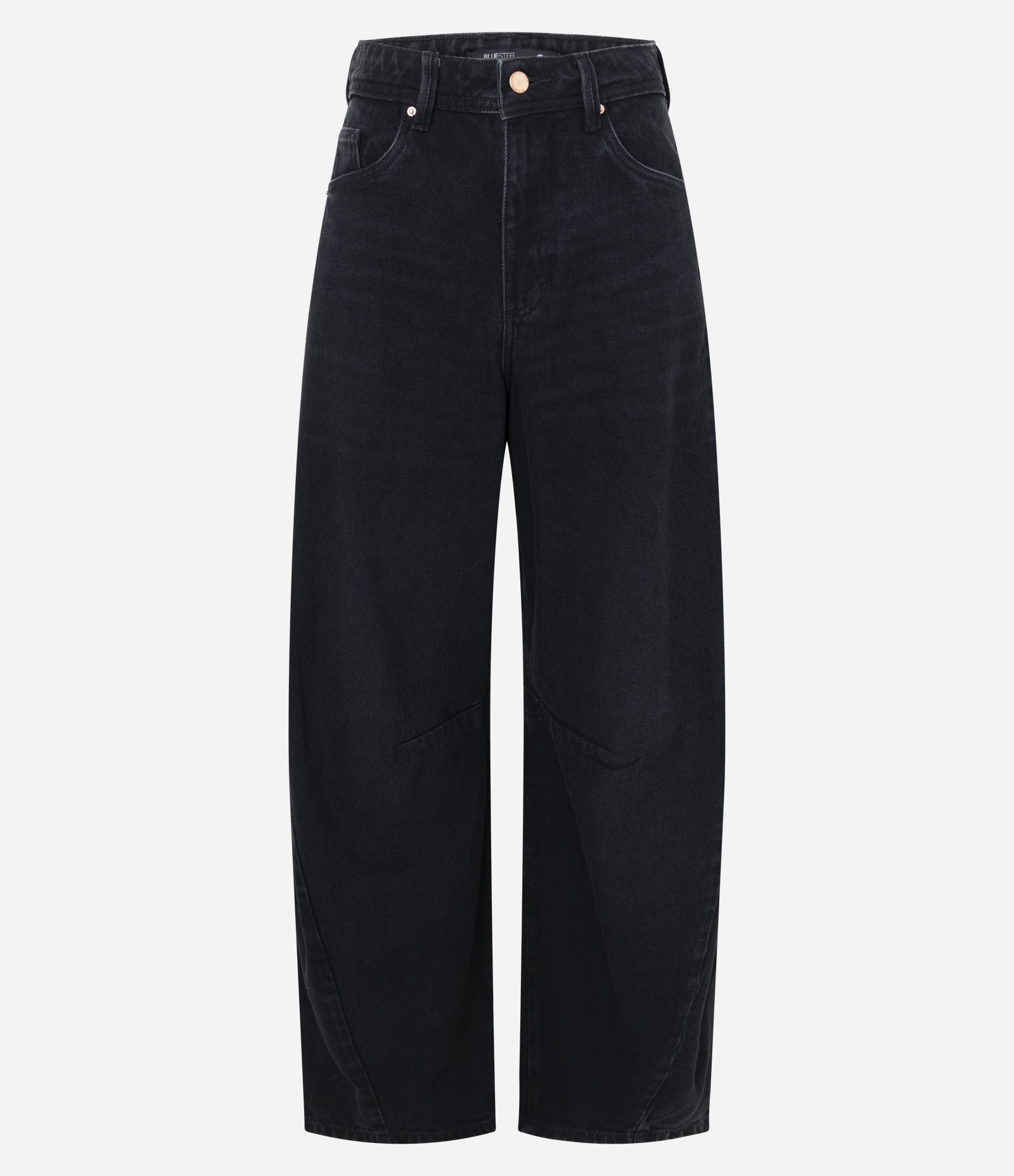Calça Barrel em Jeans Marmorizado Preto 1