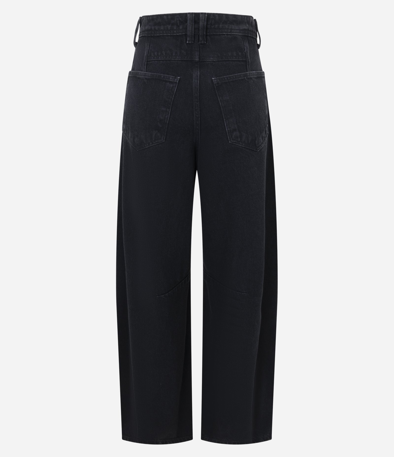 Calça Barrel em Jeans Marmorizado Preto 2