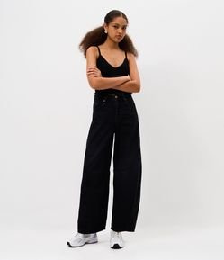 Calça Barrel em Jeans Marmorizado