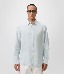 Camisa em Linho Crepe com Botões Frontais
