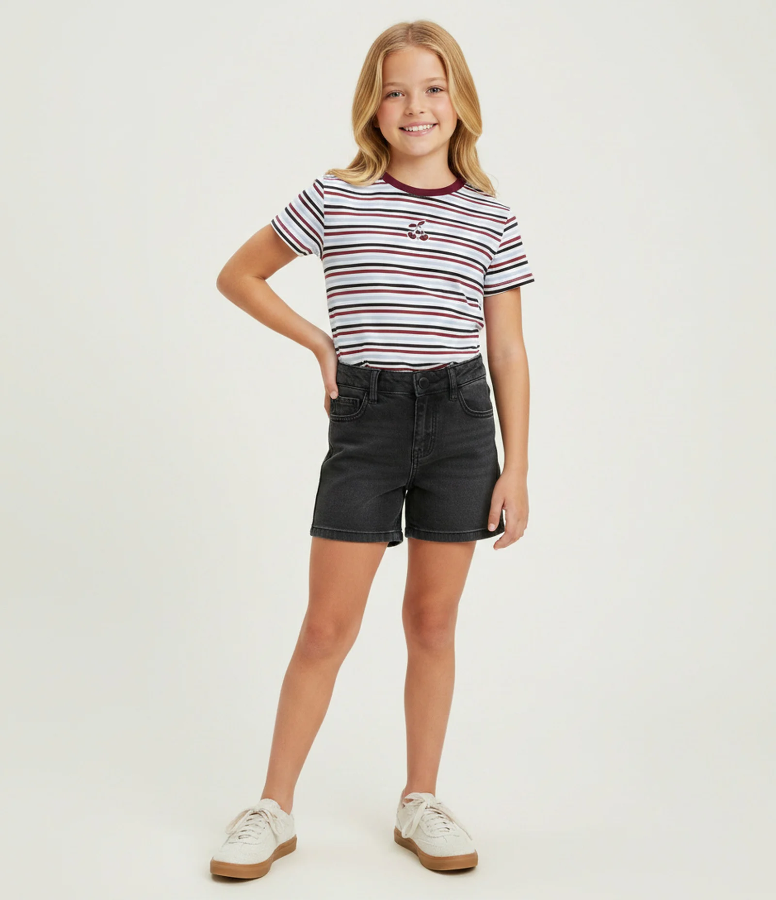 Short Infantil Jeans Reto – Tam 5 a 16 Anos Preto 1