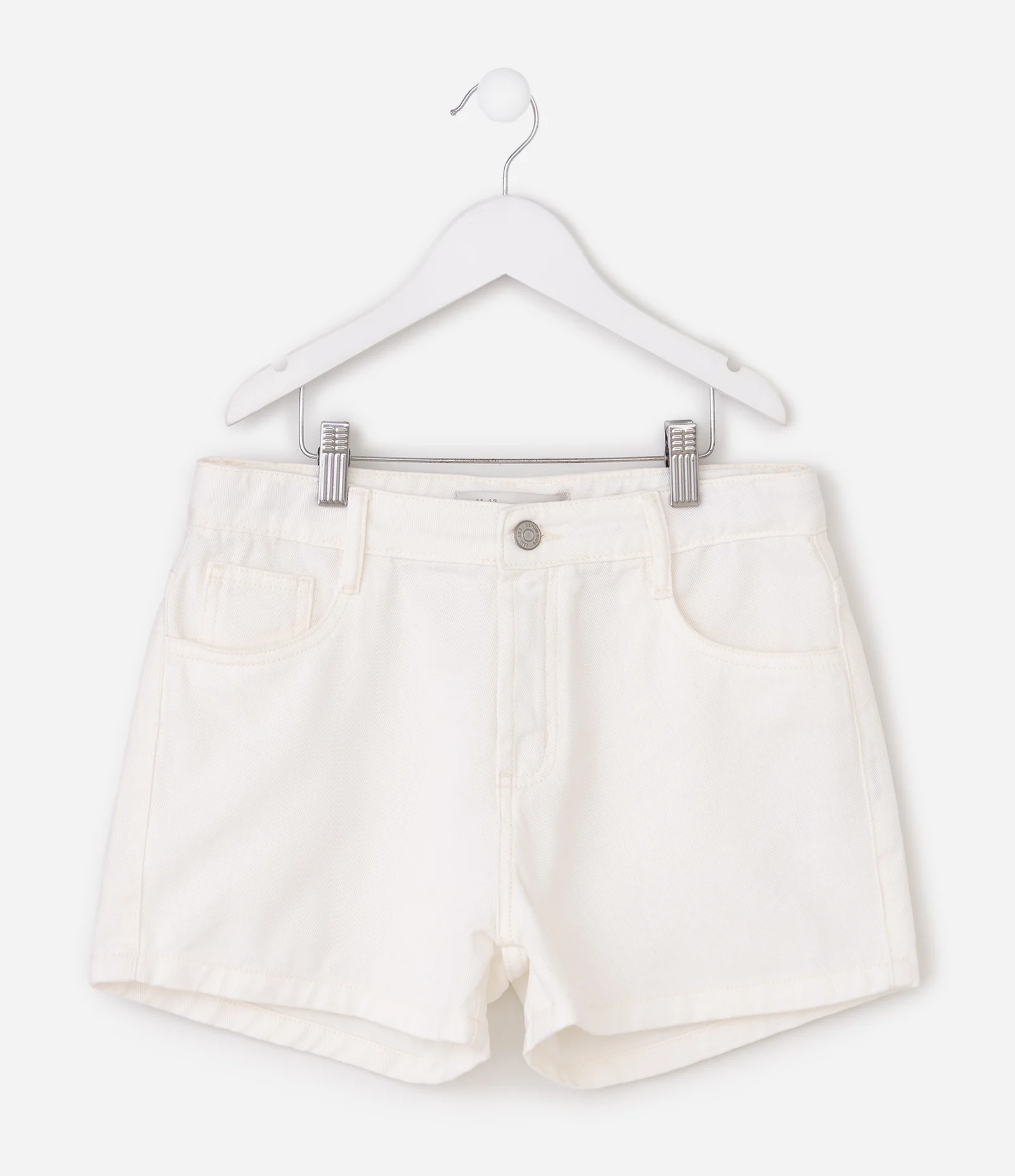 Short Infantil em Jeans Básico com Bolsos Funcionais – Tam 5 a 14 Anos Branco 2