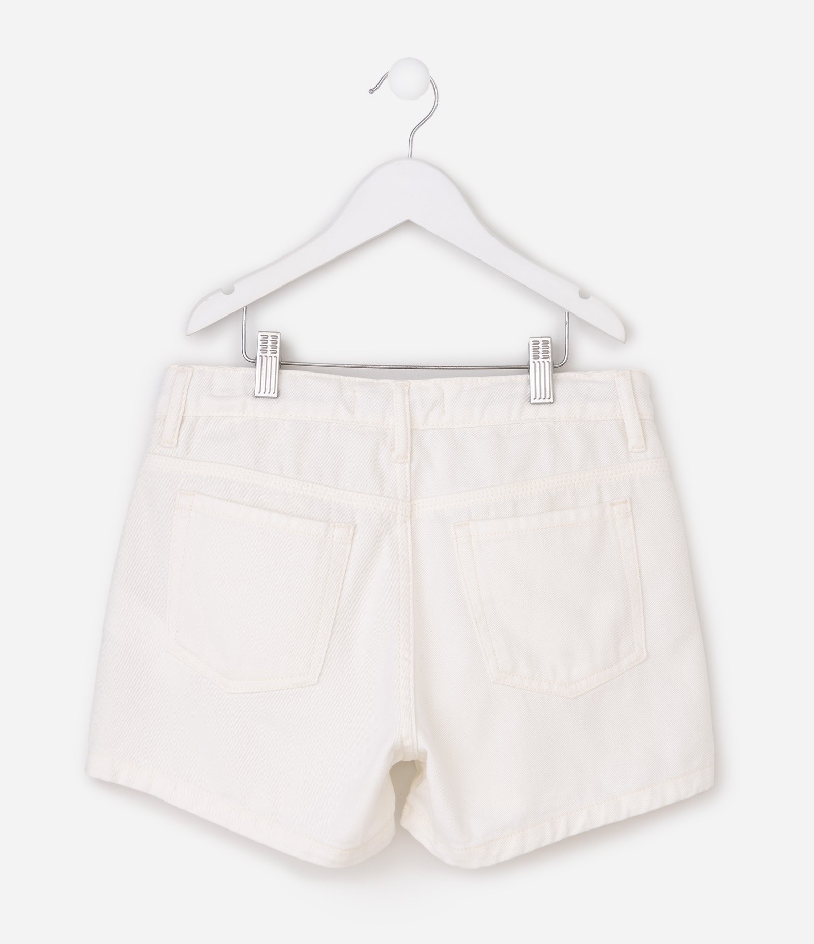 Short Infantil em Jeans Básico com Bolsos Funcionais – Tam 5 a 14 Anos Branco 3