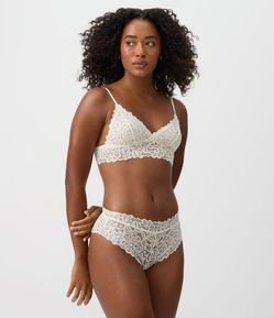 Calcinha Caleçon em Renda Floral com Transparência