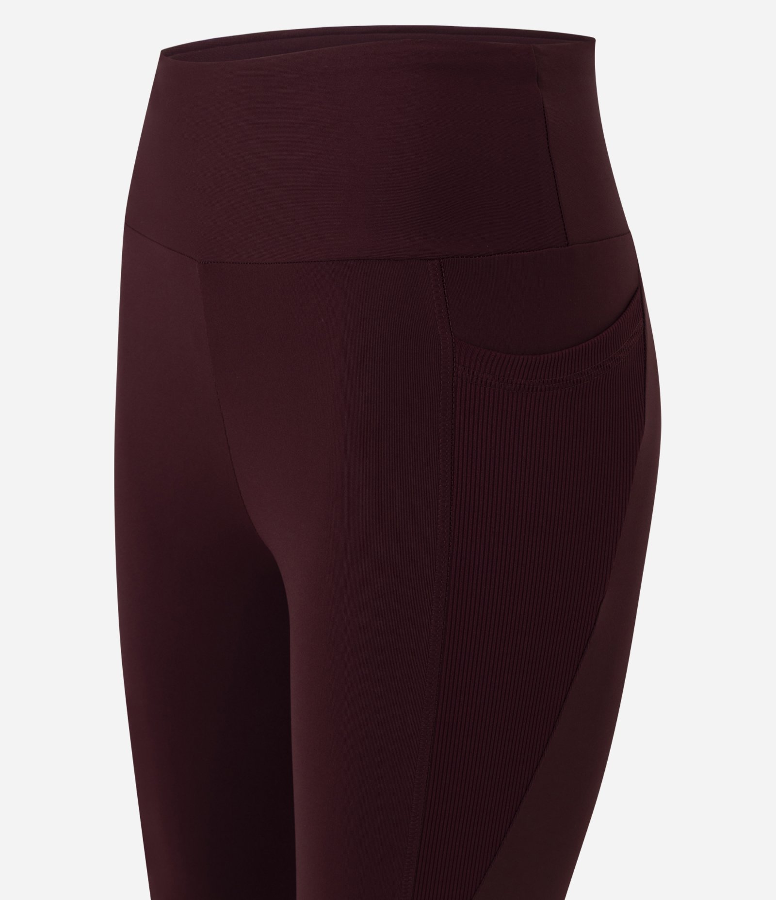 Calça Legging Esportiva em Microfibra com Bolso Canelado Vinho 6