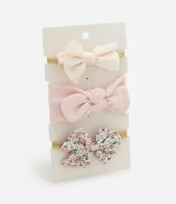 Kit 3 Faixa de Cabelo Infantil Em Tricoline - Tam Único