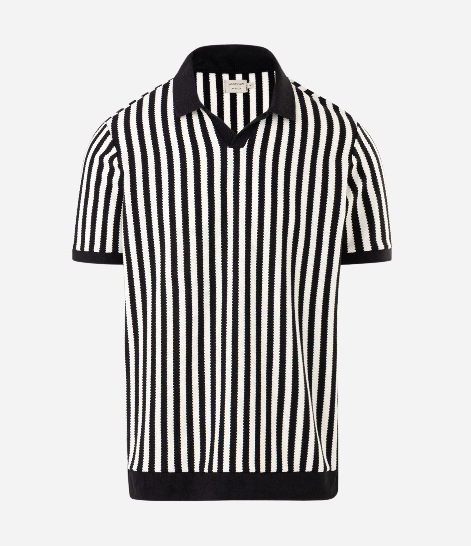 Polo em Tricô Texturizado com Listras Verticais Branco 1