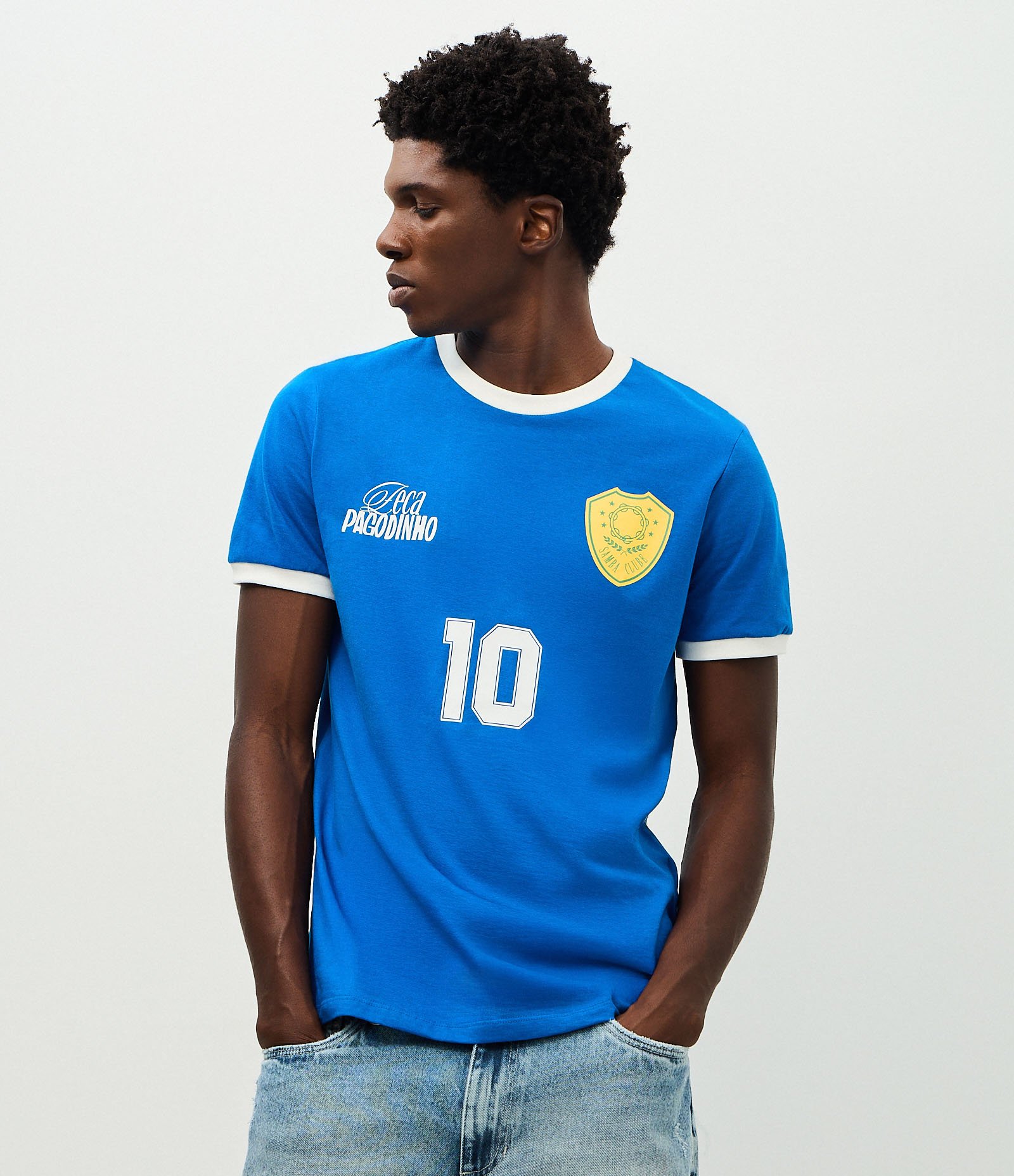 Camiseta Regular em Algodão com Estampa Zeca Pagodinho Azul 4