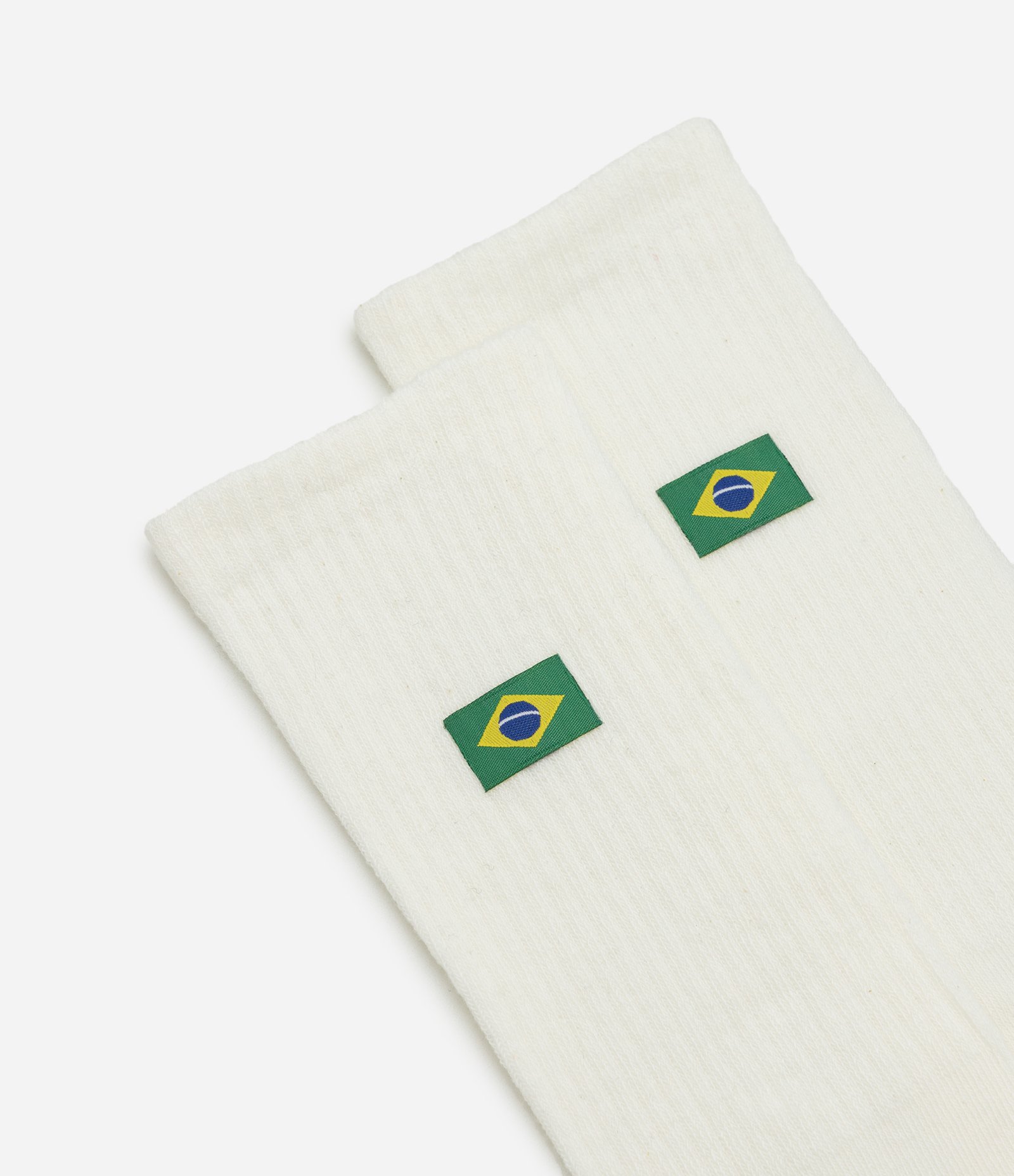 Meia Cano Longo Geométrica com Bandeira do Brasil Branco 5