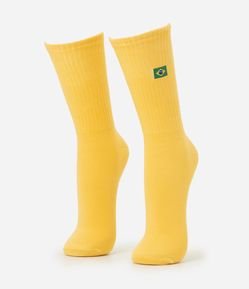 Meia Cano Longo Geométrica com Bandeira do Brasil