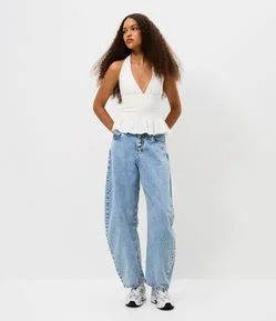Calça Baggy Balloon em Jeans com Cintura Média