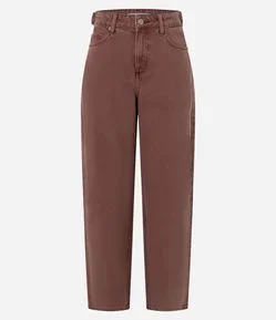 Calça Baggy em Sarja com Cintura Média Ajustável