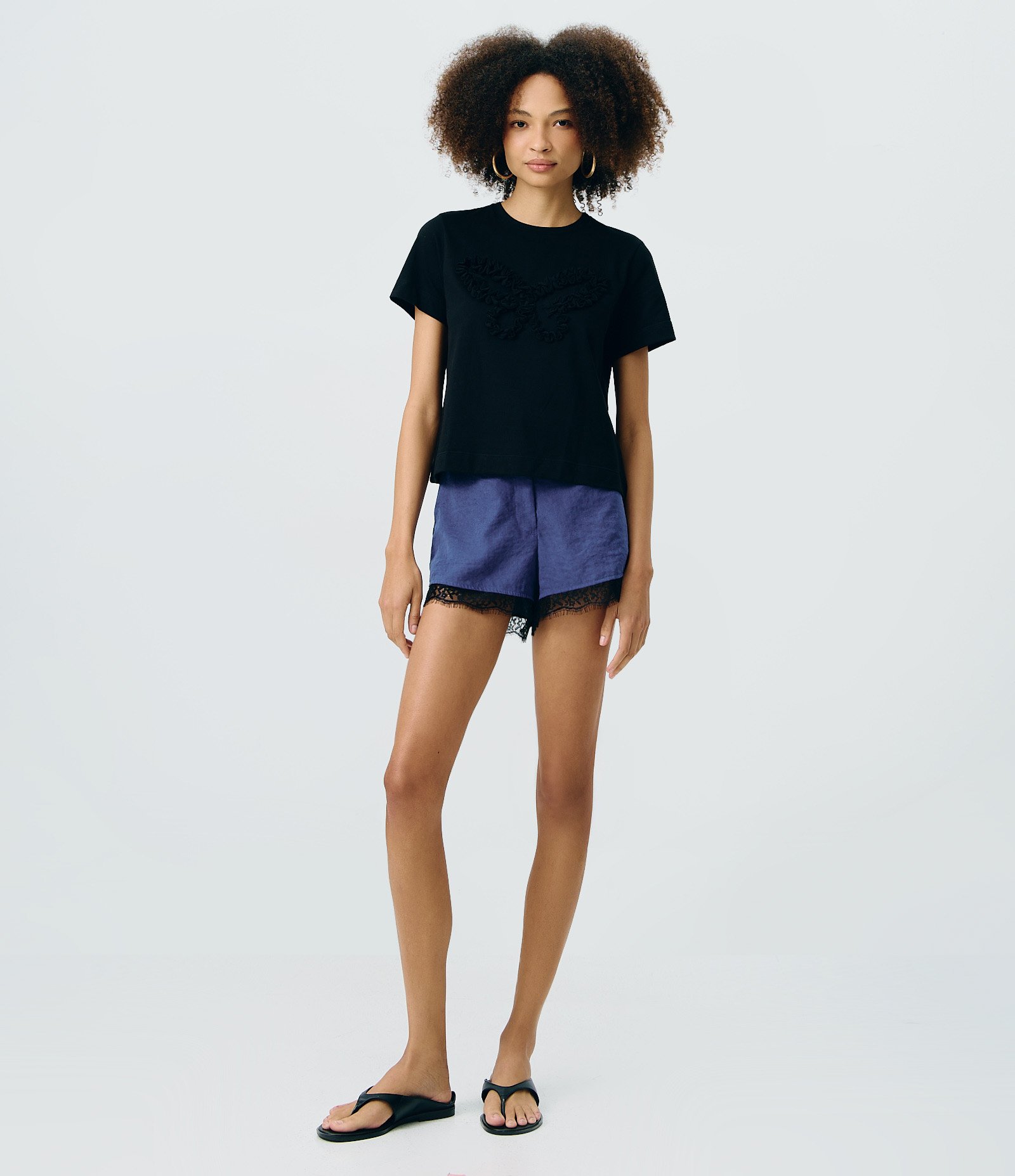 Short com Renda na Barra Azul 1