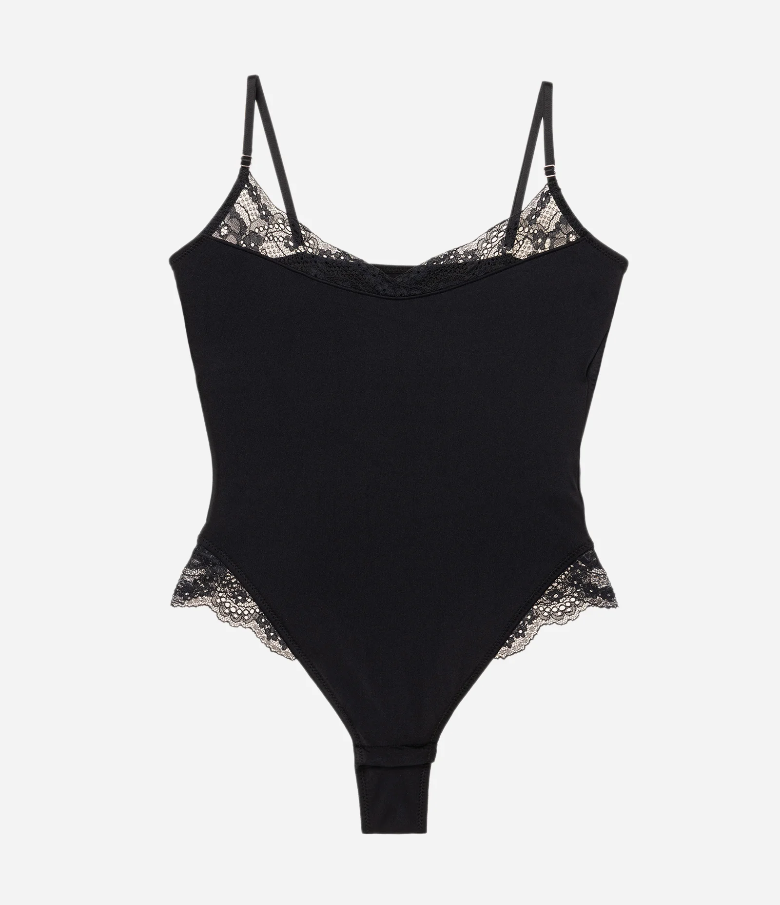 Body com Renda e Alças Finas Preto 1