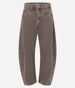Calça Balloon em Jeans com Cintura Média e Recorte Lateral