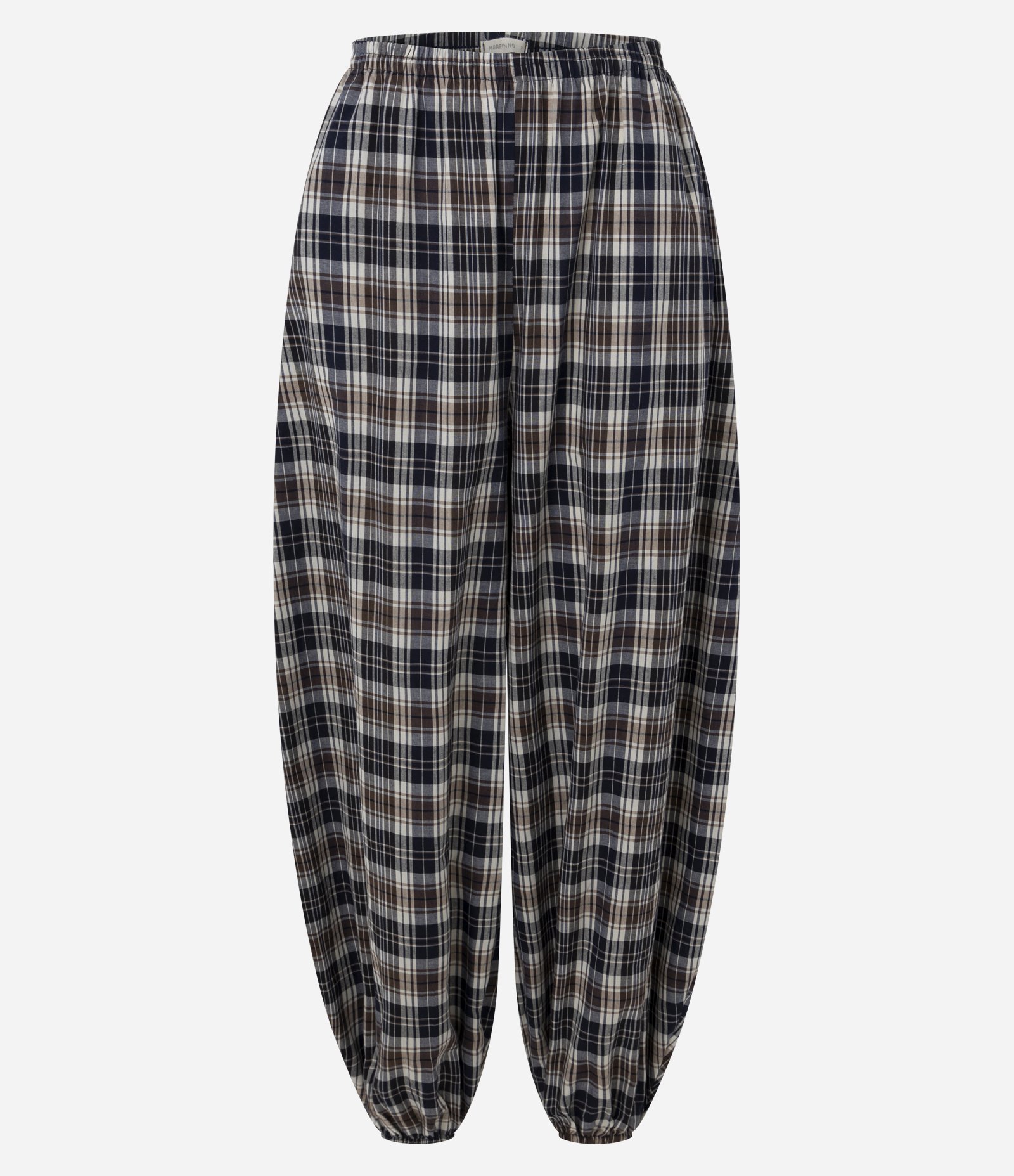 Calça Aladim em Tricoline com Estampa Xadrez Azul 5