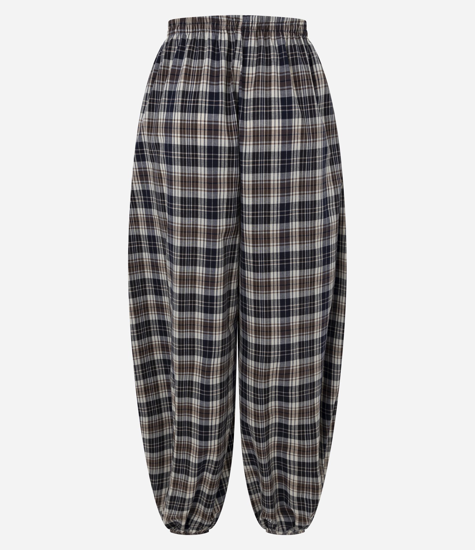 Calça Aladim em Tricoline com Estampa Xadrez Azul 6