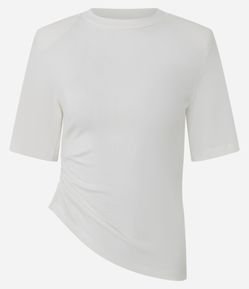 Blusa em Algodão com Ombreiras e Barra Assimétrica