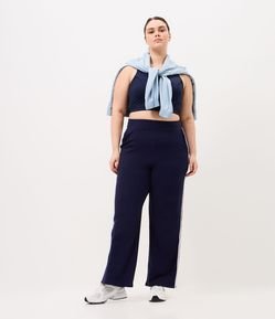 Calça Ampla Sportcore com Listras Laterais Curve & Plus Size