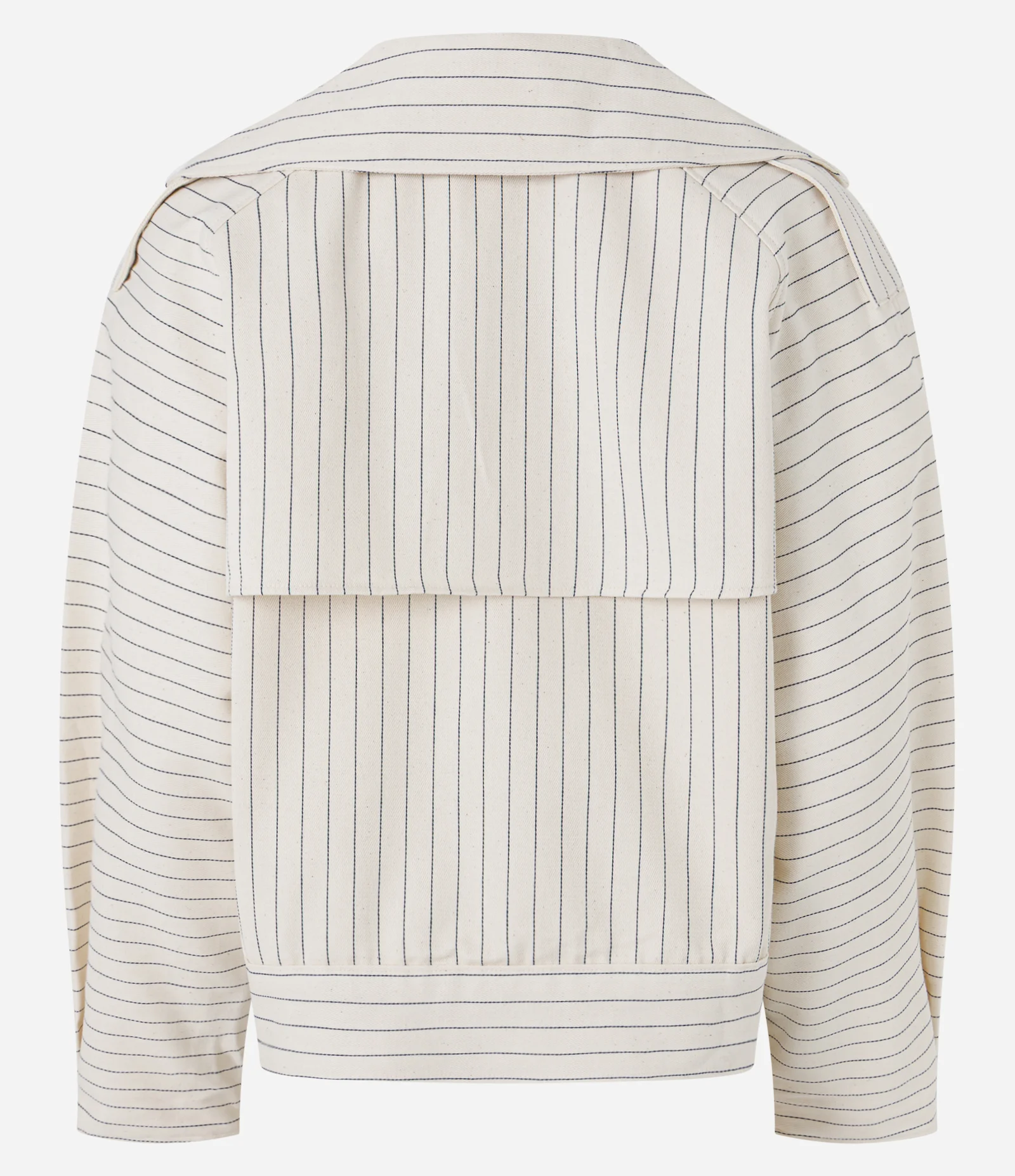 Trench Coat Curto em Sarja com Estampa Listrada Off White 6