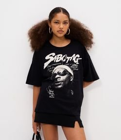 Camiseta em Algodão com Estampa Sabotage Rap é Compromisso