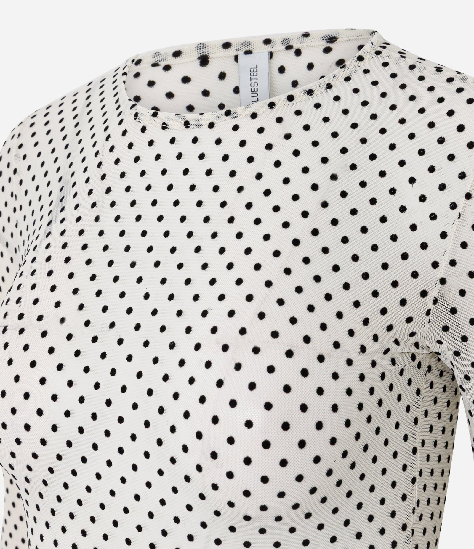 Blusa Segunda Pele em Tule Flocado Branco 2