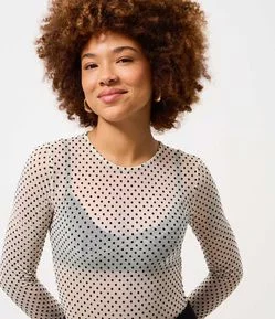 Blusa Segunda Pele em Tule Flocado