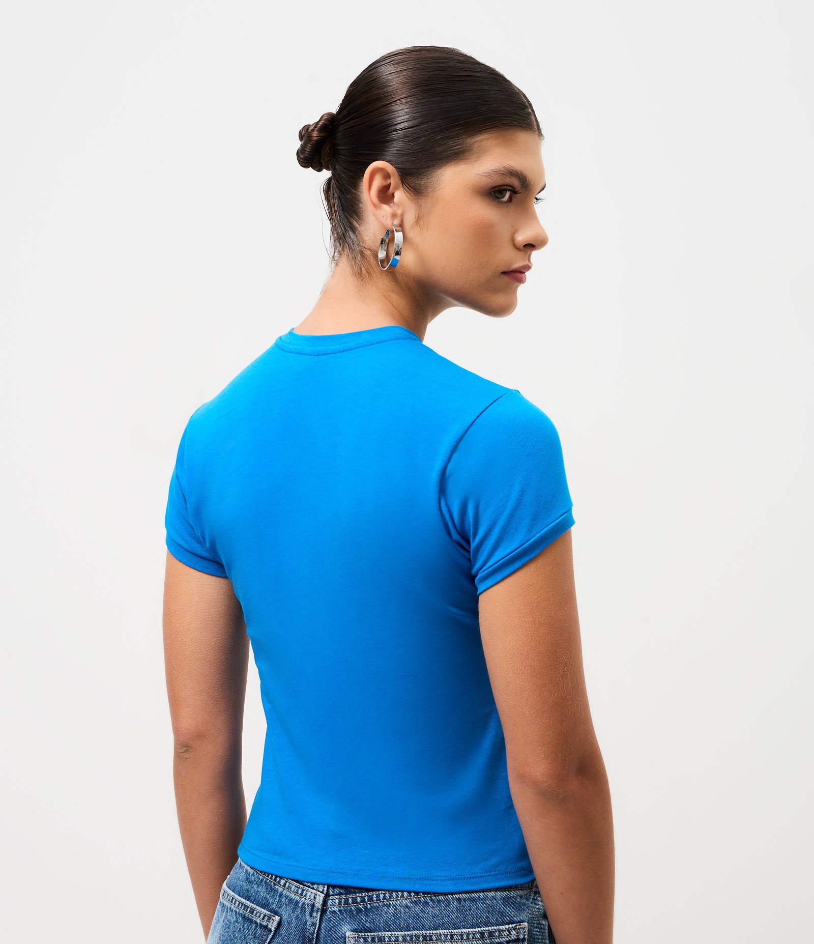 Camiseta Baby Tee com Estampa Brasil Azul 4