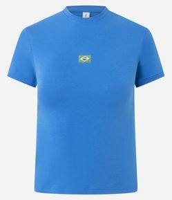 Camiseta Baby Tee com Estampa Brasil