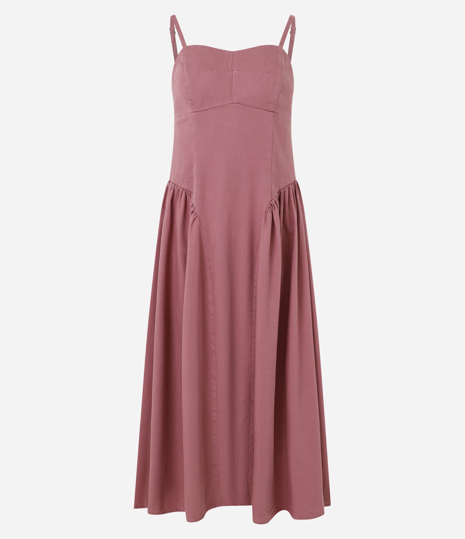 Vestido Midi em Sarja com Recortes Estruturados Rosa 5