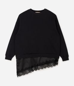 Casaco Oversized com Renda na Barra Curve & Plus Size