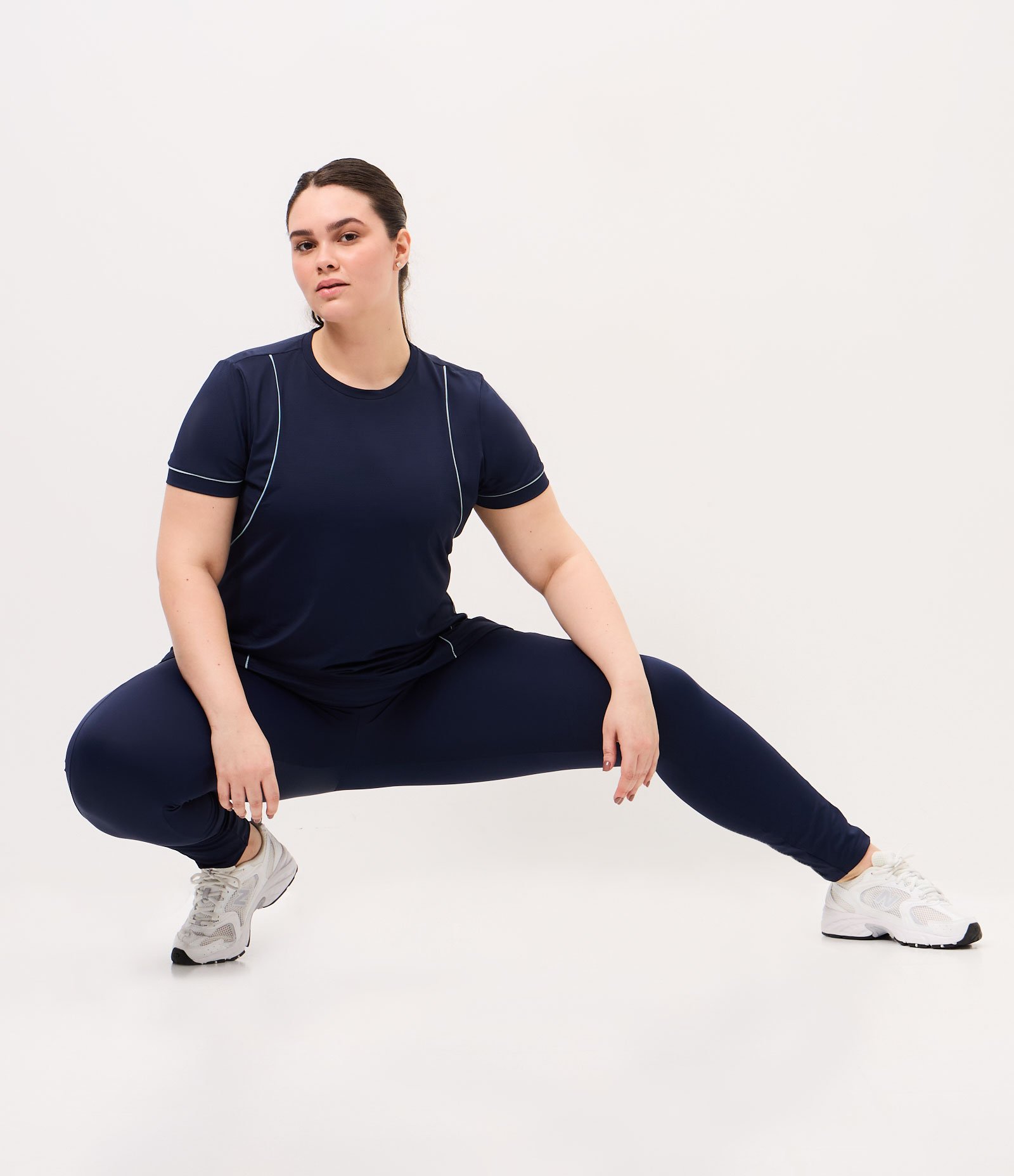 Calça Legging em Poliamida com Bolso Lateral Curve & Plus Size Azul 1