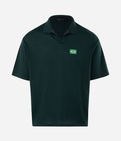 Polo Boxy Texturizada com Patch Brasil