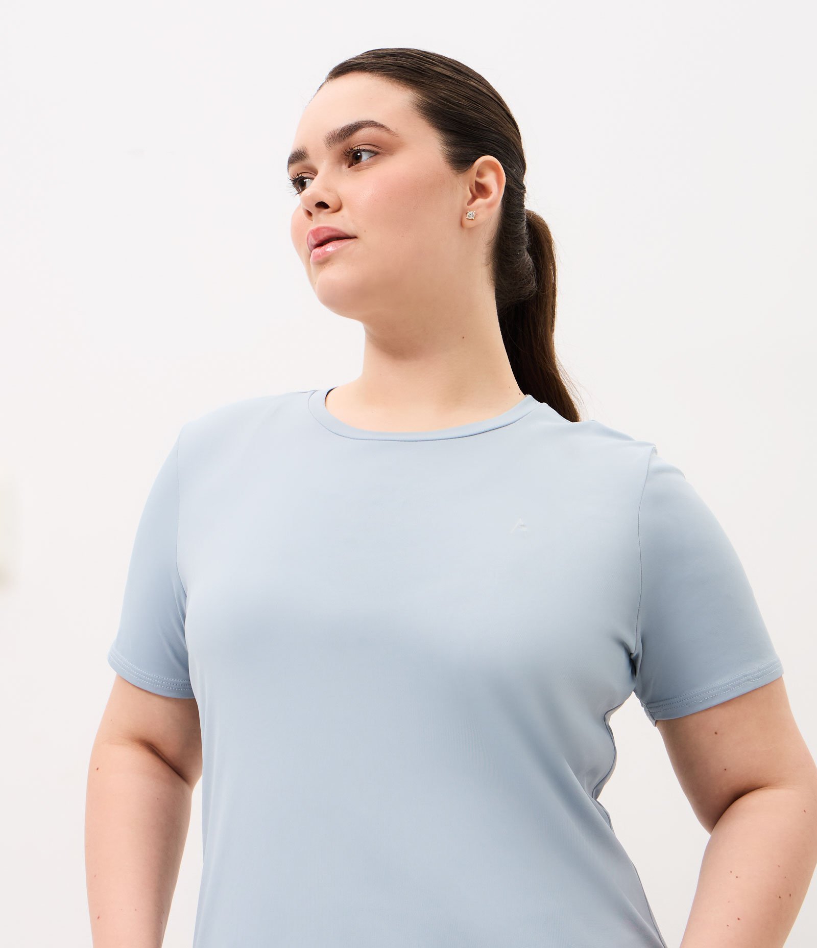 Camiseta Esportiva com Tecnologia Dry Curve & Plus Size Azul Claro 3