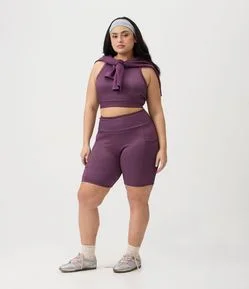 Bermuda Ciclista em Poliamida com Bolsos Laterais Curve & Plus Size
