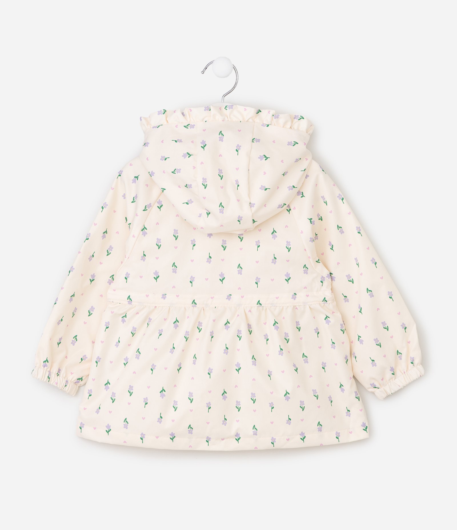 Jaqueta Parka Infantil com Capuz Estampa Floral – Tam 1 a 6 Anos Off White 3