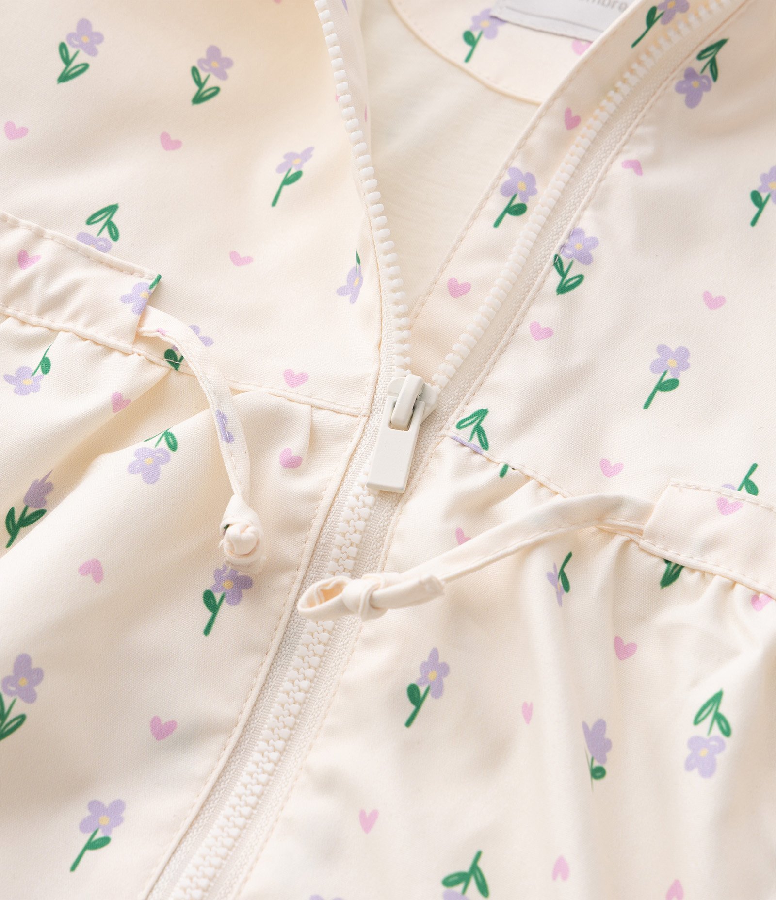 Jaqueta Parka Infantil com Capuz Estampa Floral – Tam 1 a 6 Anos Off White 4