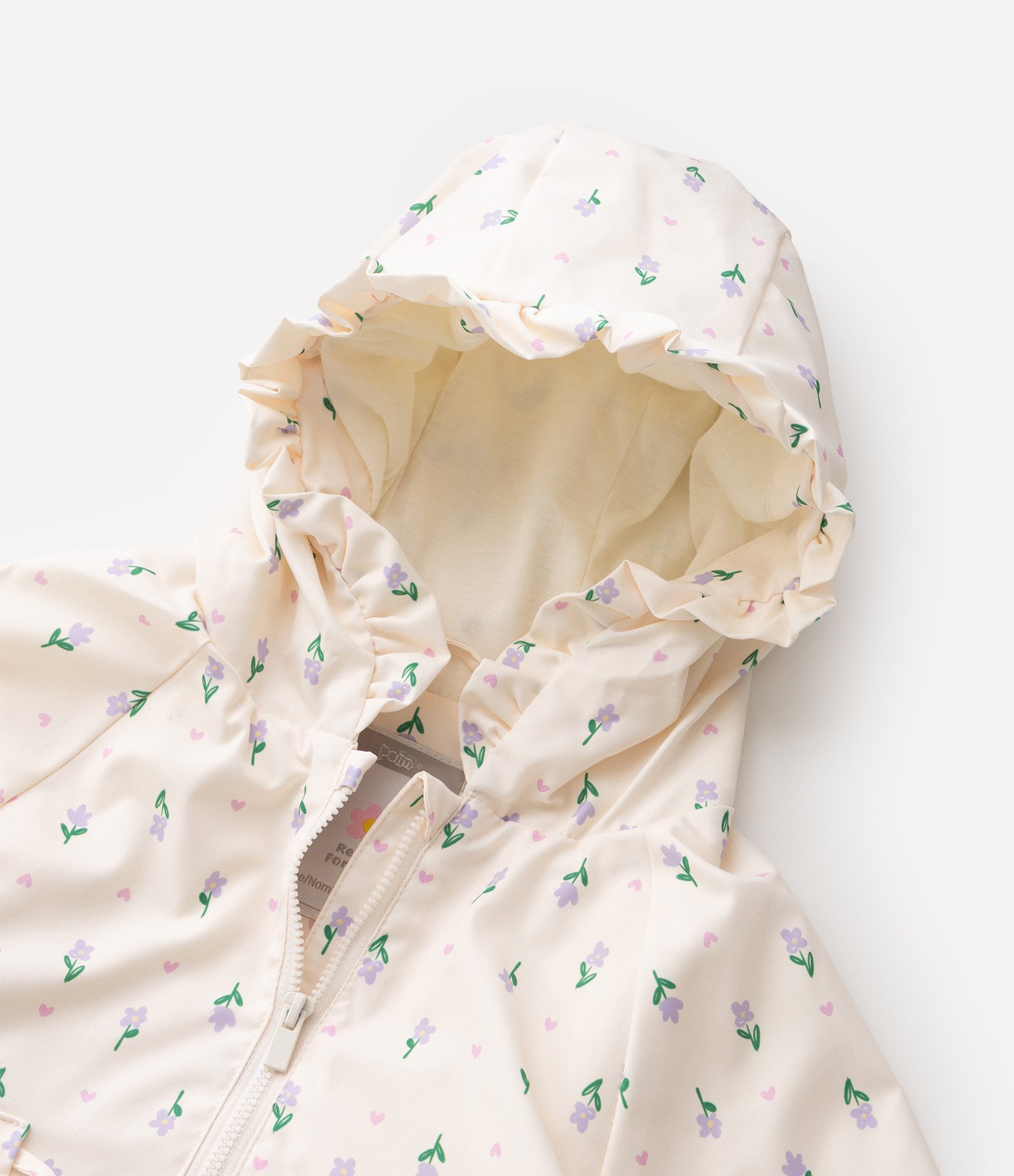 Jaqueta Parka Infantil com Capuz Estampa Floral – Tam 1 a 6 Anos Off White 5